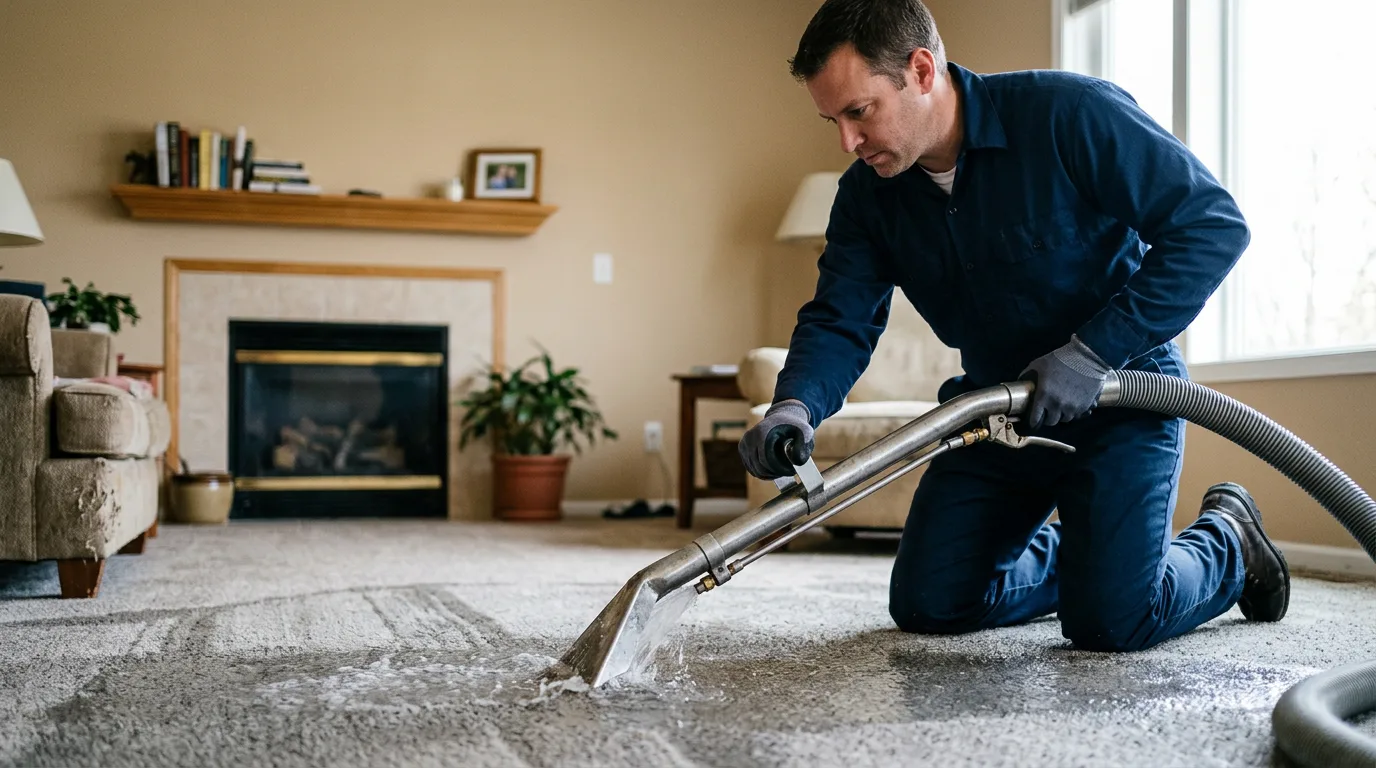Water damage restoration technician working near Arcadia, NE